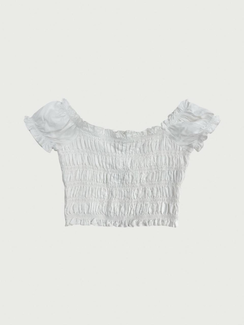 Smocked Off the Shoulder Crop Top